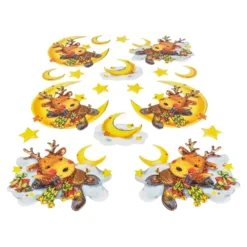 3-D Relief-Sticker, Niedliche Elche 2, verschiedene Größen, selbstklebend