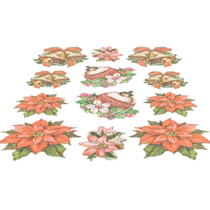 3-D Relief-Sticker, Nostalgie-Weihnachten 4, versch. Größen, selbstklebend