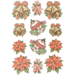 3-D Relief-Sticker, Nostalgie-Weihnachten 4, versch. Größen, selbstklebend