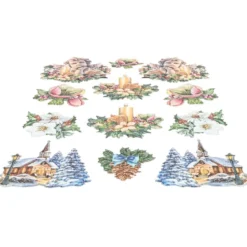 3-D Relief-Sticker, Nostalgie-Weihnachten 2, versch. Größen, selbstklebend