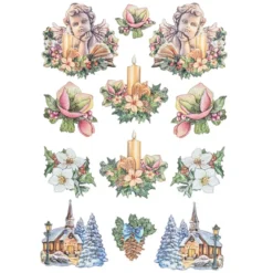 3-D Relief-Sticker, Nostalgie-Weihnachten 2, versch. Größen, selbstklebend