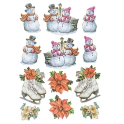 3-D Relief-Sticker, Nostalgie-Weihnachten 3, versch. Größen, selbstklebend
