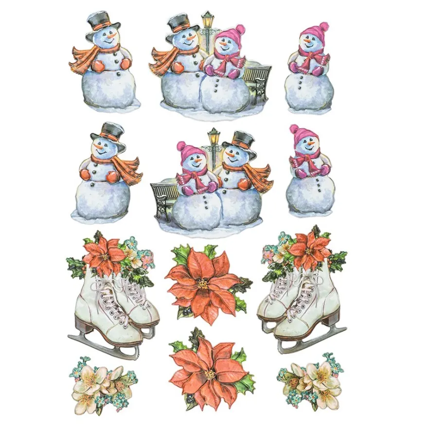 3-D Relief-Sticker, Nostalgie-Weihnachten 3, versch. Größen, selbstklebend