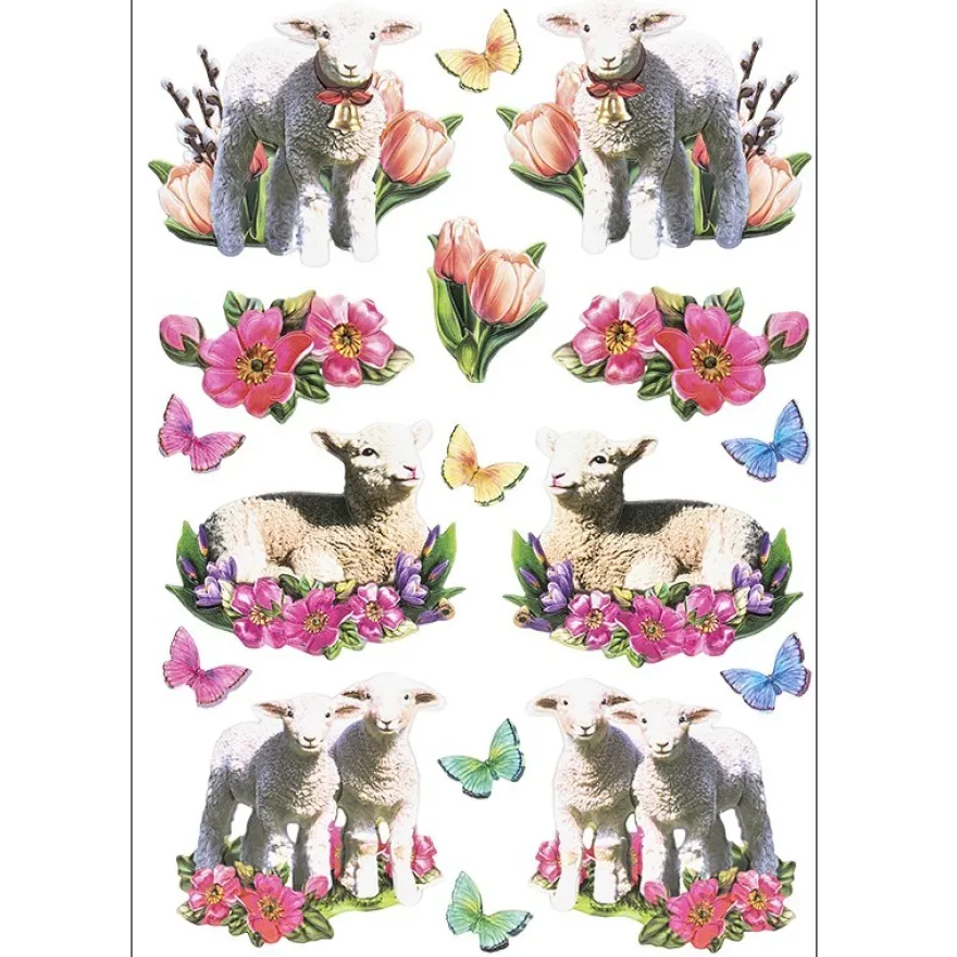 3-D Relief-Sticker, Osterlämmchen, verschiedene Größen, selbstklebend
