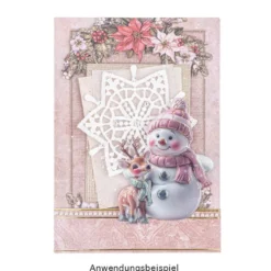 3-D Relief-Sticker, Porzellan-Optik, Weihnachtsfloristik & Schneemänner, versch. Größen, 5 Bogen