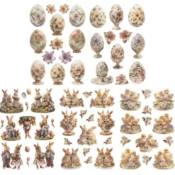3-D Relief-Sticker, Porzellan-Optik, Ostern, versch. Größen, 5 Bogen