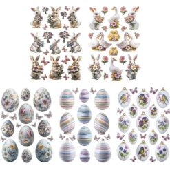3-D Relief-Sticker, Porzellan-Optik, Ostern, versch. Größen, 5 Bogen