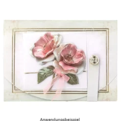 3-D Relief-Sticker, Porzellan-Optik, Blumen in Vasen, versch. Größen, 5 Bogen