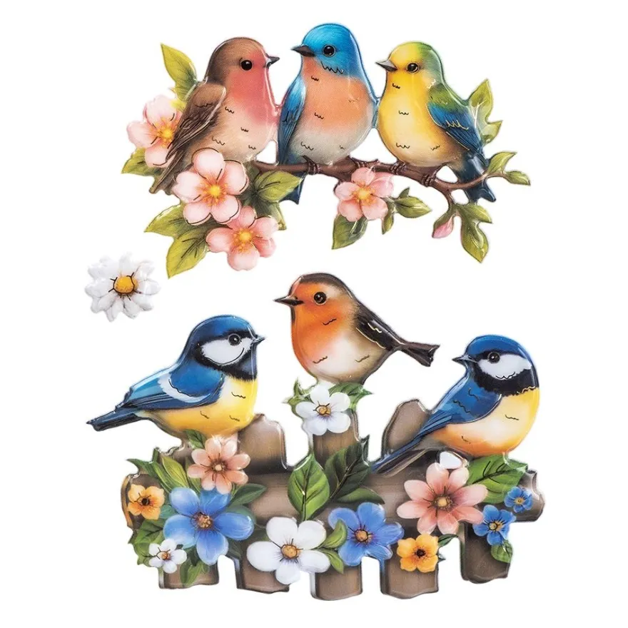 3-D Relief-Sticker, Porzellan-Optik, Im Garten, versch. Größen, 5 Bogen