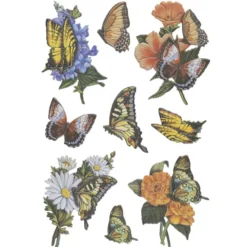 3-D Relief-Sticker, Schmetterlinge & Blumen 1, versch. Größen, selbstklebend