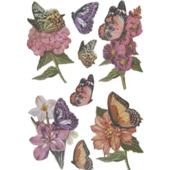 3-D Relief-Sticker, Schmetterlinge & Blumen 2, versch. Größen, selbstklebend