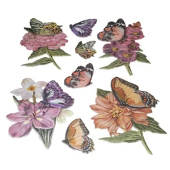 3-D Relief-Sticker, Schmetterlinge & Blumen 2, versch. Größen, selbstklebend