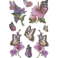 3-D Relief-Sticker, Schmetterlinge & Blumen 3, versch. Größen, selbstklebend