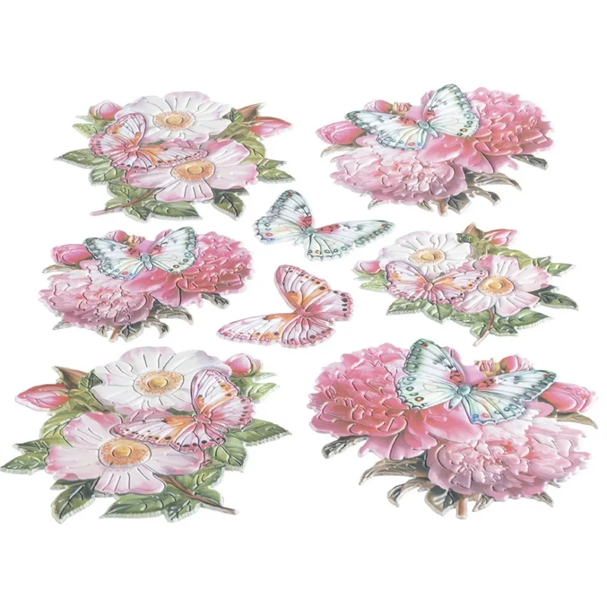 3-D Relief-Sticker, Schmetterlinge & Blumen 2, Design 4, verschiedene Größen, selbstklebend