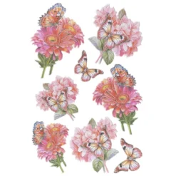 3-D Relief-Sticker, Schmetterlinge & Blumen 2, Design 3, verschiedene Größen, selbstklebend