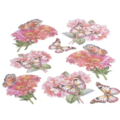 3-D Relief-Sticker, Schmetterlinge & Blumen 2, Design 3, verschiedene Größen, selbstklebend