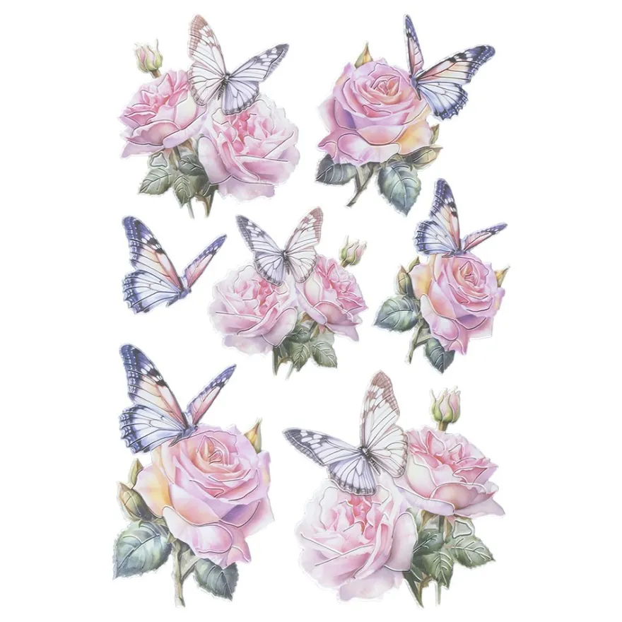 3-D Relief-Sticker, Schmetterlinge & Blumen 2, Design 2, verschiedene Größen, selbstklebend