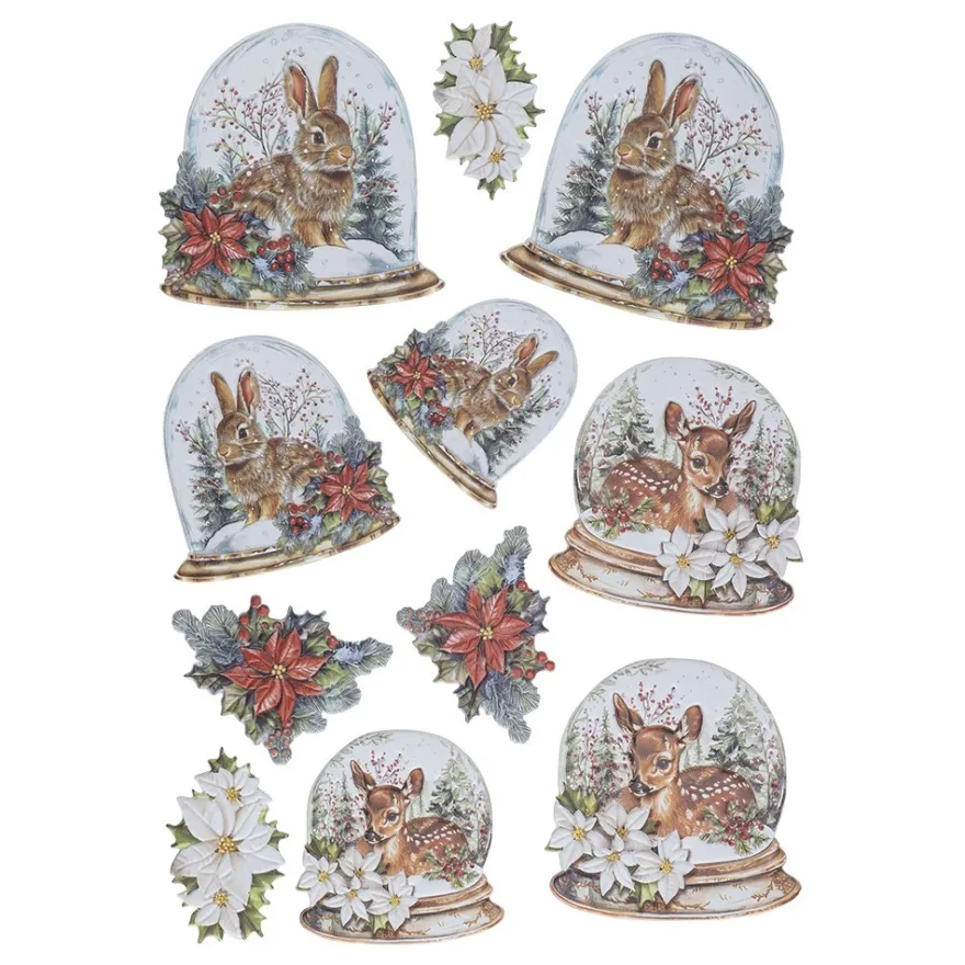 3-D Relief-Sticker, Schneekugeln 3, versch. Größen, selbstklebend