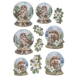 3-D Relief-Sticker, Schneekugeln 4, versch. Größen, selbstklebend