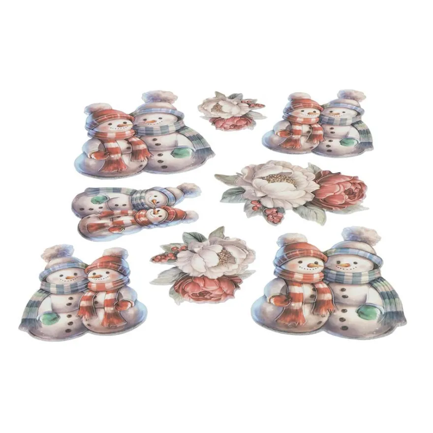 3-D Relief-Sticker, Schneemann-Familie 4, verschiedene Größen, selbstklebend