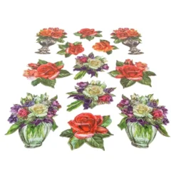 3-D Relief-Sticker, Stilvolle Blumenvasen 2, Design 5, verschiedene Größen, selbstklebend