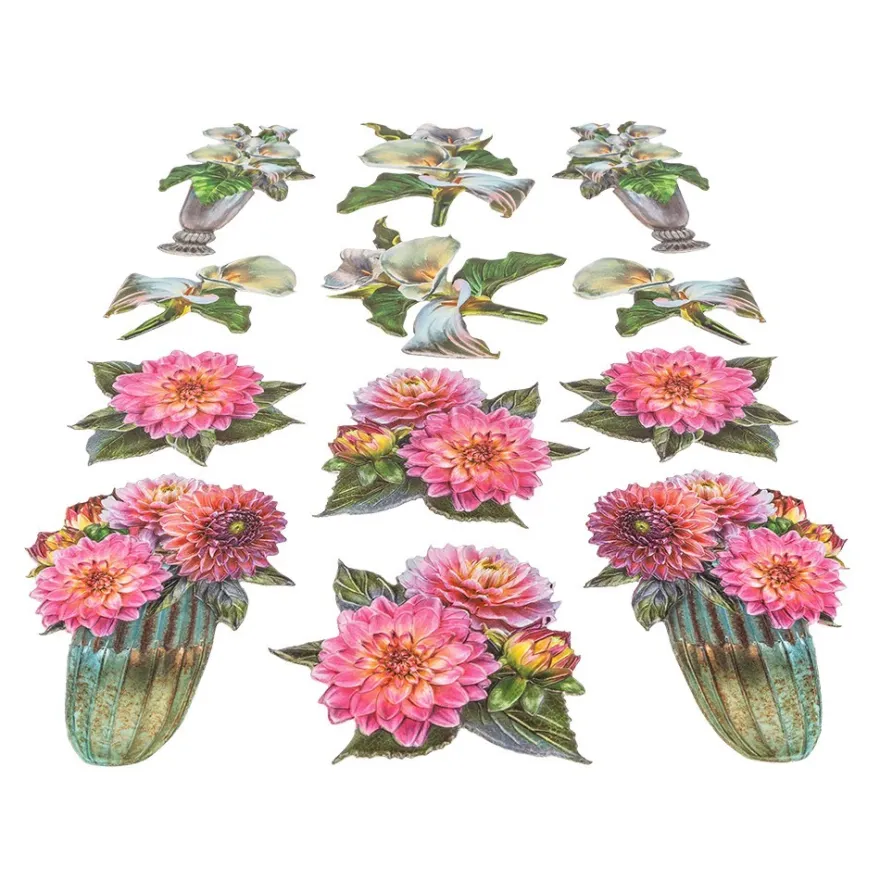 3-D Relief-Sticker, Stilvolle Blumenvasen 2, Design 3, verschiedene Größen, selbstklebend