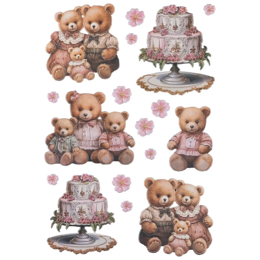 3-D Relief-Sticker, Teddys, verschiedene Größen, selbstklebend