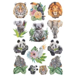 3-D Relief-Sticker, Tiere 2, verschiedene Größen, selbstklebend