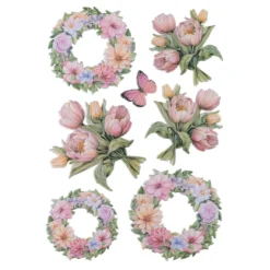 3-D Relief-Sticker, Tulpensträuße 1, verschiedene Größen, selbstklebend