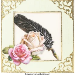 3-D Relief-Sticker, Vintage-Rosengrüße 1, verschiedene Größen, selbstklebend