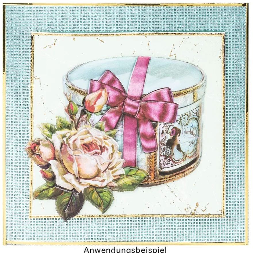 3-D Relief-Sticker, Vintage-Rosengrüße 2, verschiedene Größen, selbstklebend