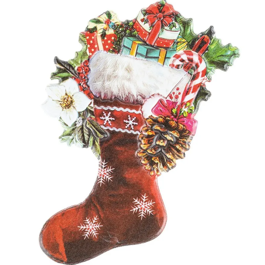 3-D Relief-Sticker, Vintage-Weihnachten 2, verschiedene Größen, selbstklebend