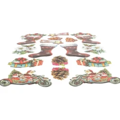 3-D Relief-Sticker, Vintage-Weihnachten 2, verschiedene Größen, selbstklebend