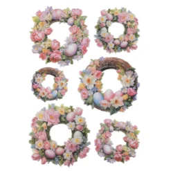 3-D Relief-Sticker, Weidenkranz mit Blüten & Eiern, versch. Größen, selbstklebend