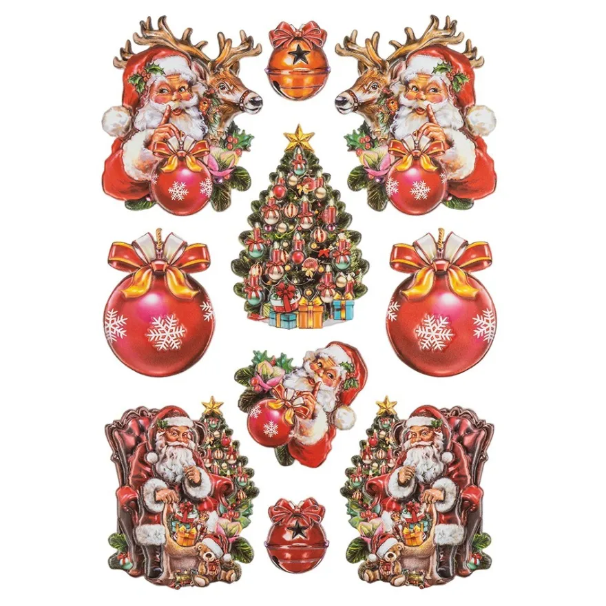 3-D Relief-Sticker, Weihnachten nostalgisch 2, Design 4, verschiedene Größen, selbstklebend