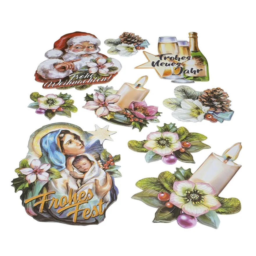 3-D Relief-Sticker, Weihnachten & Silvester, versch. Größen, selbstklebend