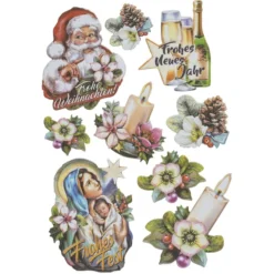 3-D Relief-Sticker, Weihnachten & Silvester, versch. Größen, selbstklebend