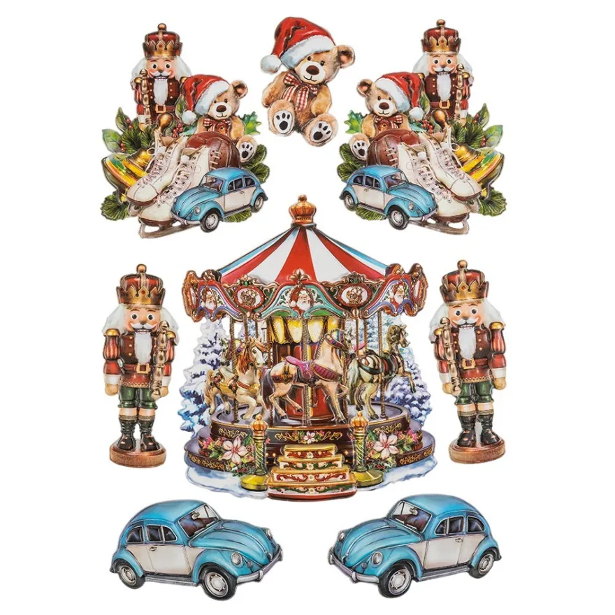 3-D Relief-Sticker, Weihnachten nostalgisch 2, Design 5, verschiedene Größen, selbstklebend