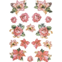 3-D Relief-Sticker, Weihnachtliche Blumen 1, versch. Größen, selbstklebend