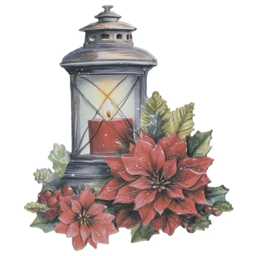 3-D Relief-Sticker, Weihnachtliche Floristik 1, versch. Größen, selbstklebend