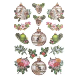 3-D Relief-Sticker, Weihnachts-Baumschmuck 2, verschiedene Größen, selbstklebend