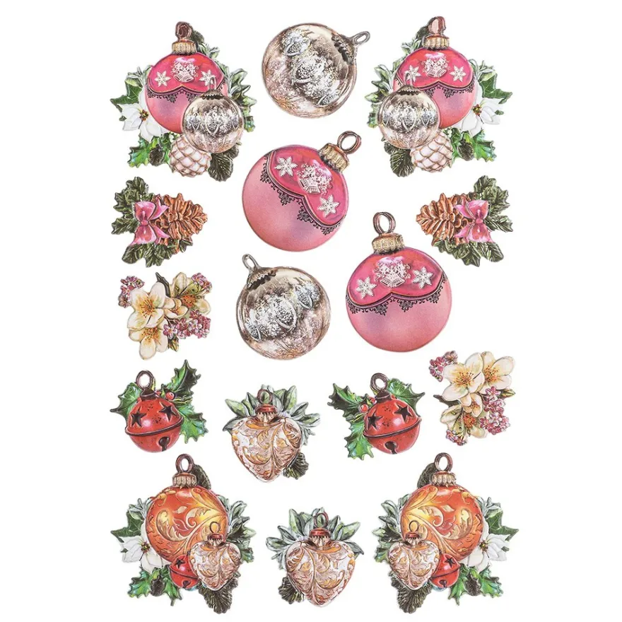3-D Relief-Sticker, Weihnachts-Baumschmuck 5, verschiedene Größen, selbstklebend