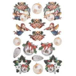 3-D Relief-Sticker, Weihnachts-Baumschmuck 4, verschiedene Größen, selbstklebend