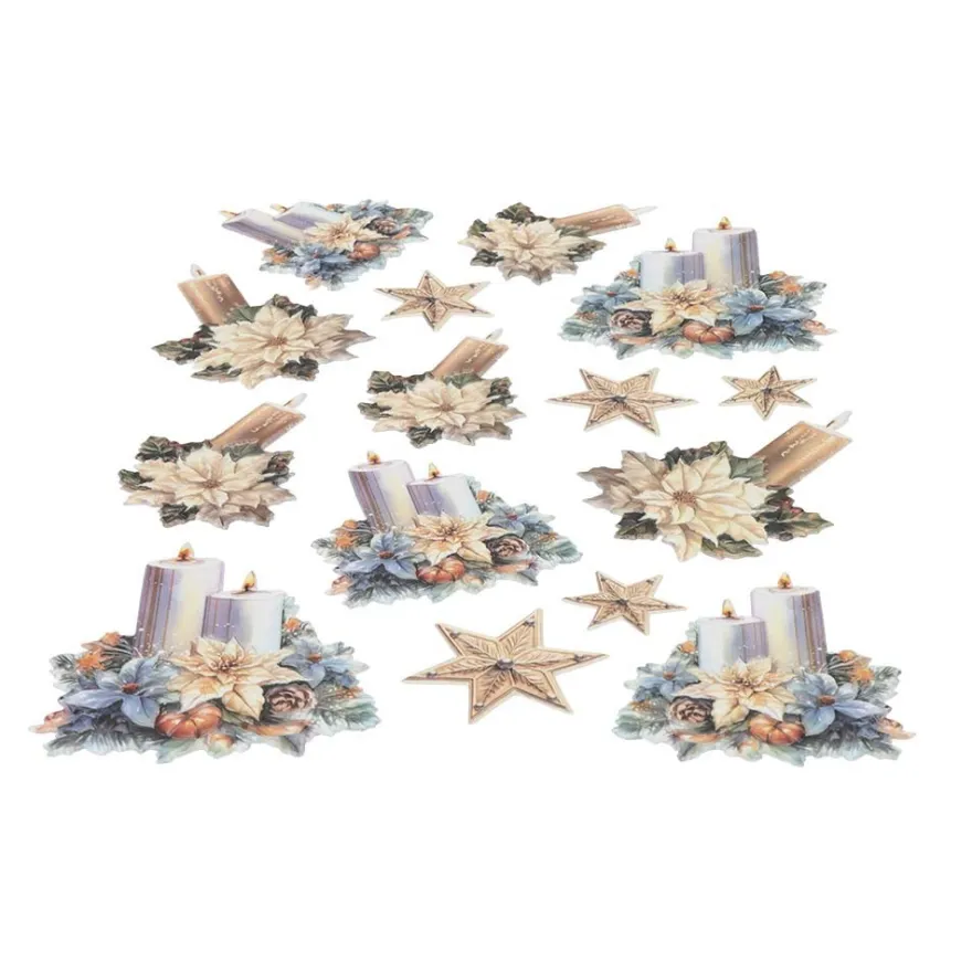 3-D Relief-Sticker, Weihnachtskerzen 1, verschiedene Größen, selbstklebend