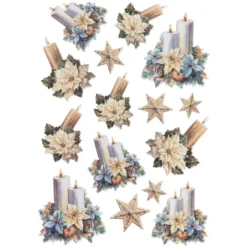 3-D Relief-Sticker, Weihnachtskerzen 1, verschiedene Größen, selbstklebend