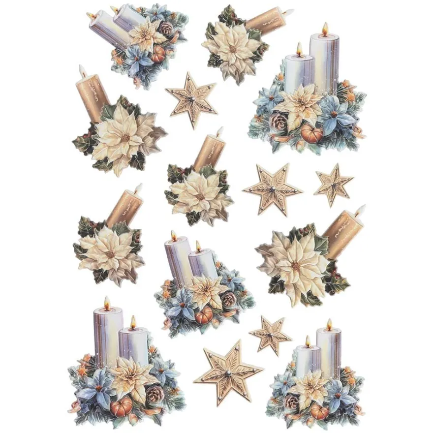 3-D Relief-Sticker, Weihnachtskerzen 1, verschiedene Größen, selbstklebend