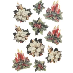 3-D Relief-Sticker, Weihnachtskerzen 2, verschiedene Größen, selbstklebend