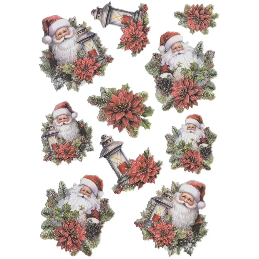 3-D Relief-Sticker, Weihnachtsmänner 1, verschiedene Größen, selbstklebend