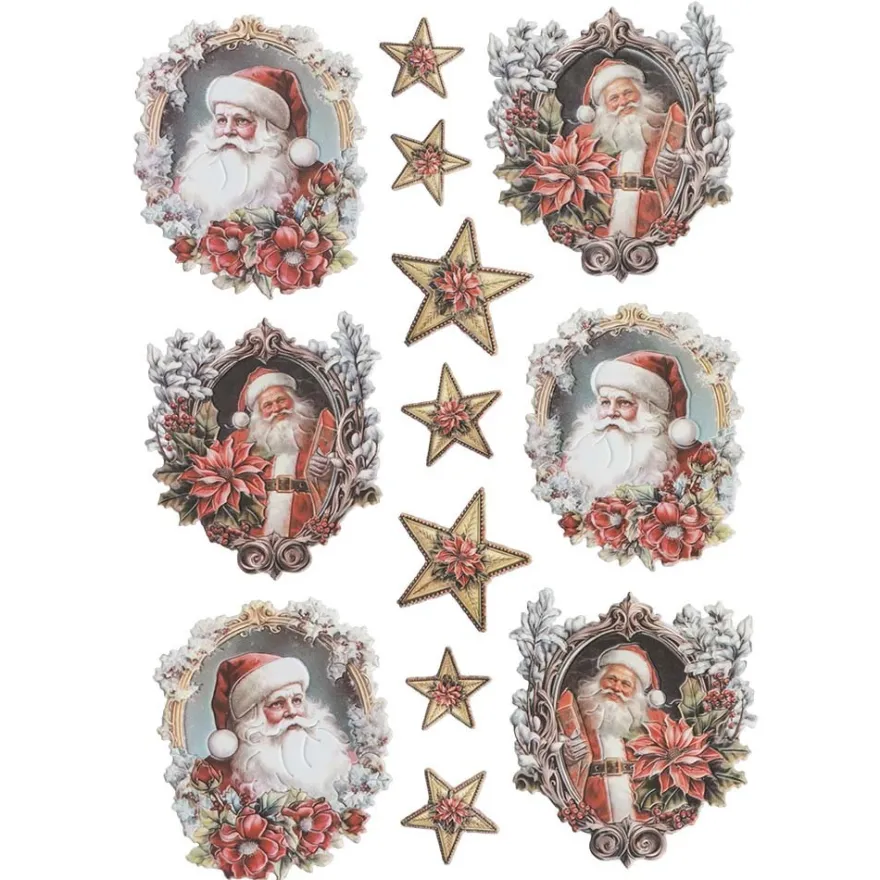 3-D Relief-Sticker, Weihnachtsmänner 5, verschiedene Größen, selbstklebend