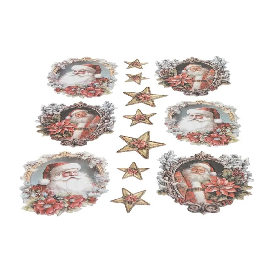 3-D Relief-Sticker, Weihnachtsmänner 5, verschiedene Größen, selbstklebend